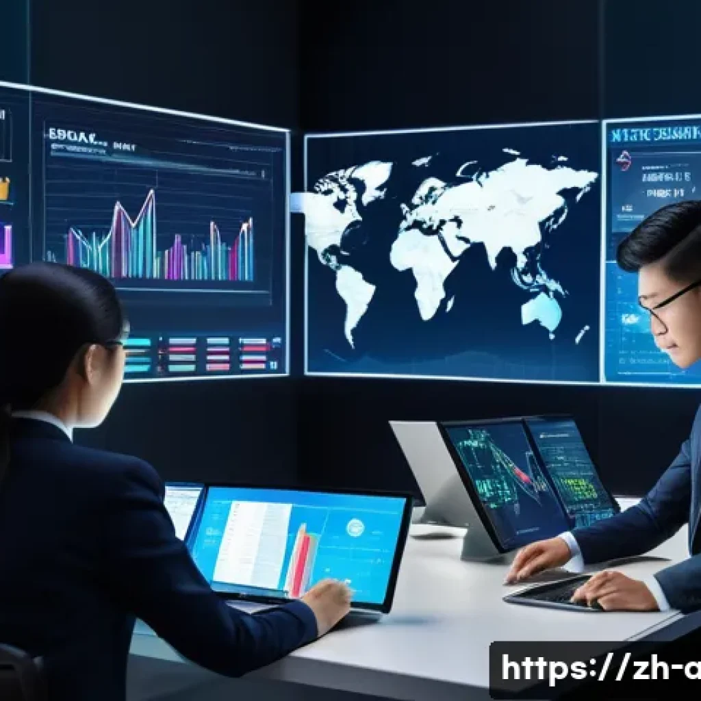 AI 기술을 활용한 예측 분석 사례 - A futuristic financial risk control center with diverse data streams displayed on large transparent ...