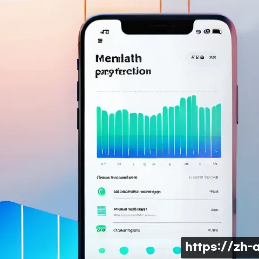 AI 연구의 다학문적 접근 사례 - A futuristic AI-powered mental health support app interface on a sleek smartphone screen, showing a ...