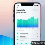 AI 연구의 다학문적 접근 사례 - A futuristic AI-powered mental health support app interface on a sleek smartphone screen, showing a ...