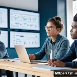 AI 분야 학위 취득과 학습 경로 - A modern university classroom scene focused on artificial intelligence education, featuring diverse ...