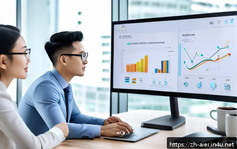 AI 프로젝트 성공을 위한 체크리스트 - A modern AI project team in a bright office environment, collaborating around a large digital touchs...