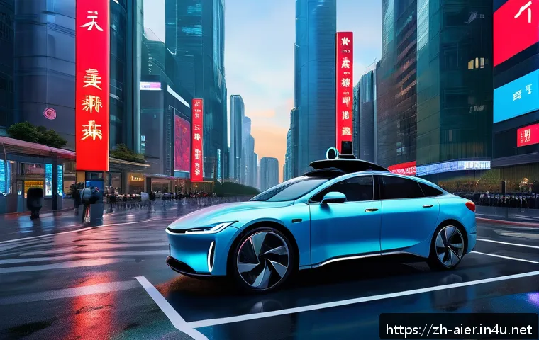 인공지능 프로젝트 사례 분석 - A futuristic autonomous driving scene showcasing multi-sensor fusion technology: a sleek self-drivin...