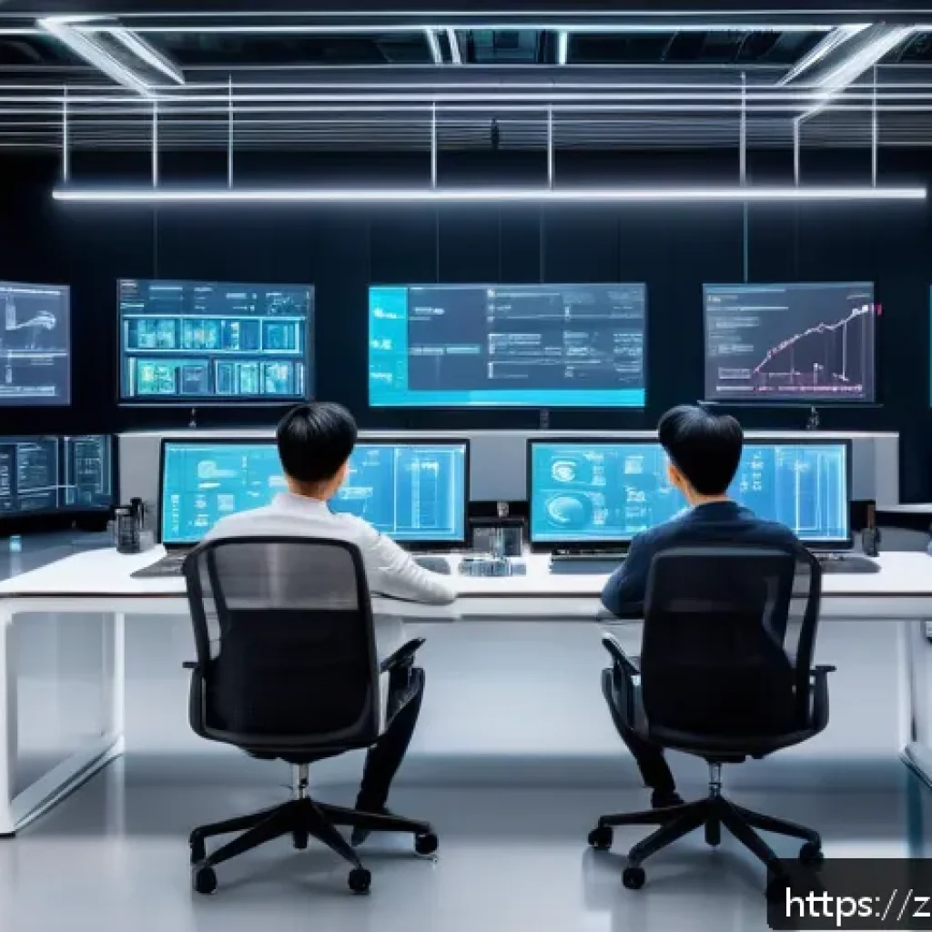 AI 프로젝트의 소프트웨어 테스트 전략 - A modern AI testing laboratory scene showing diverse engineers collaborating over multiple screens d...