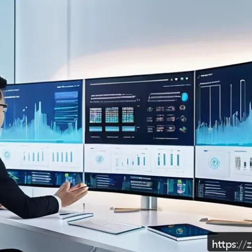 AI 기술을 활용한 비즈니스 프로세스 자동화 - A modern corporate office scene showcasing AI-driven automation enhancing operational efficiency: di...
