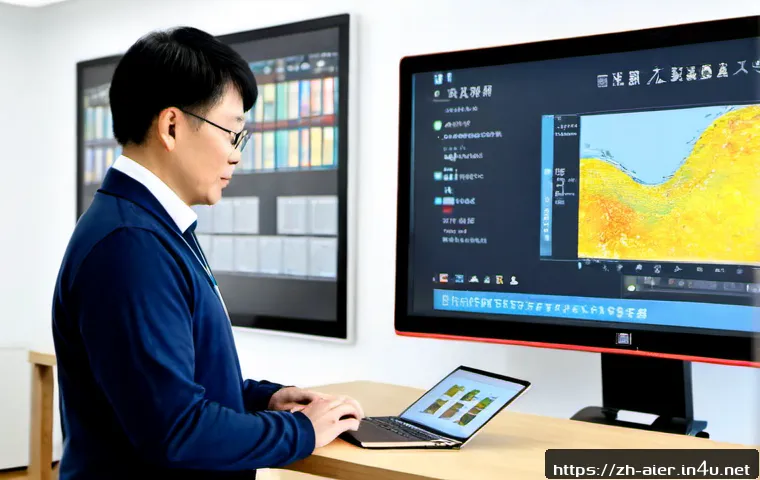 AI 기초 이론과 실무 적용 - Photorealistic modern training room, a middle-aged professional learning AI fundamentals through a c...
